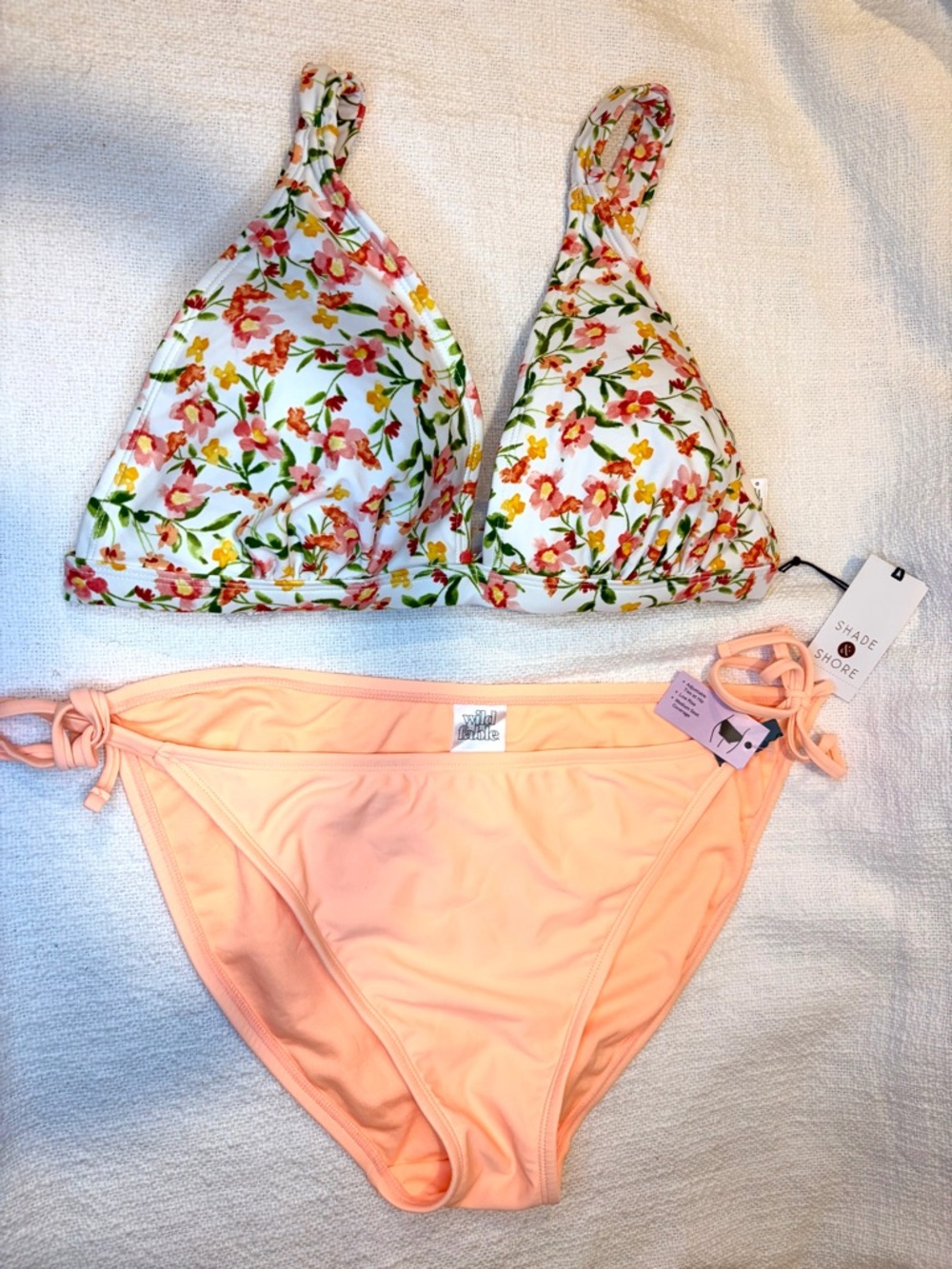 Shade & Shore Floral White & Peach Bikini Set